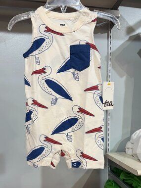 Tea Pelican Romper 6-9M